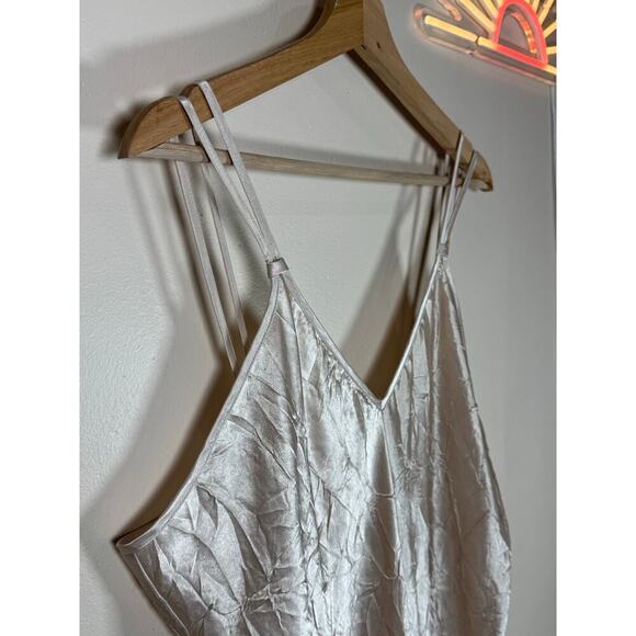 Vintage Crinkle Satin Spaghetti Strap Slip Midi Dress 90s Y2K Plus Size 1X - Picture 4 of 8